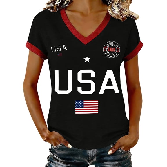 Outfmvch 4th of July Shirts Independence Day Tshirt Independence Day Usa Shirt American Flag Tee Tops 250 Anniversary Usa Shirt Short Sleeve Loose Top America Print Causal Tee Black L
