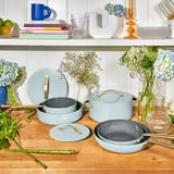 Beautiful 12pc Ceramic Non-Stick Cookware Set, Hydrangea by Drew ...