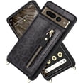 thumbnail image 2 of Google Pixel 7 Pro Case for Women with Card Holder 6.7" 5G 2022,Google Pixel 7 Pro Phone Case with Strap,Crossbody Lanyard Cases with Credit Card Slots Kickstand Case,Black Leopard, 2 of 14