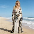 thumbnail image 2 of XIAONU Floral-Print Kimono-Style Maxi Robe for Women Wide-Sleeve Elegant Wrap-Front Bedtime Nightwear, 2 of 5