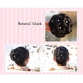 thumbnail image 4 of Scrunchie sintético de pelo Donut recto Updo postizos trenzados Clip en cabello de gran tamaño extensiones de Cosplay de boda para fiesta(Negro natural)(Diamantes blancos), 4 of 5