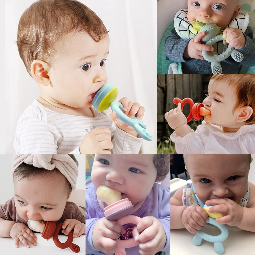 Baby Fruit Food Feeder Pacifier Teether for Babies 4 M+ Milk Frozen Set  2in1 Teether Toy Made of Soft Silicone Feeder for Infant Safely Self  Feeding BPA-Free Grey-green