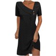 thumbnail image 2 of Vivianyo HD Long Sleeve Dress for Women Women's Fashion Solid Color Short Sleeve Round-Neck Mid-Calf Dress, 2 of 6