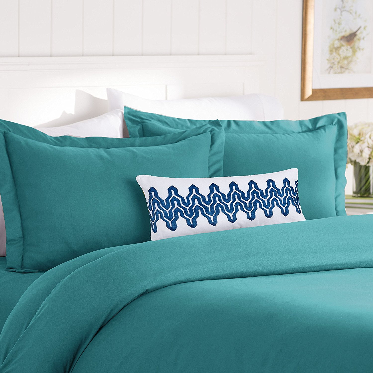 Celine Linen  Duvet Cover Ever! 1500 Thread Count Egyptian Quality WRINKLE FREE 3-Piece Duvet Cover Set , King/Cali King, Turqouise