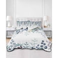 thumbnail image 2 of Quilts Twin Size Bedding Set, Green Blue Eucalyptus Leaves Lightweight Quilted Comforter, Summer Botanical Weeping Soft Reversible Bedspread Coverlet with Pillow Covers for All Season, 68" x 86", 2 of 7