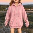 thumbnail image 2 of TQWQT Kids Hoodie Sweatshirt Girls Long Sleeve Zip Up Pullover Lightweight Casual Solid Color Pocket Hooded Top Children Fashion Outerwear Spring Fall Jacket Youth Boys Girls Clothing Pink 2-3 Years, 2 of 4
