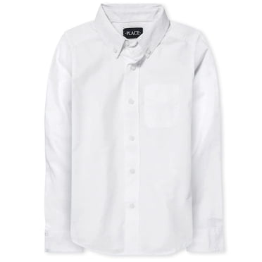 The Children's Place Big Boys' Long Sleeve Uniform Oxford Shirt, White 5063, XXL(16)