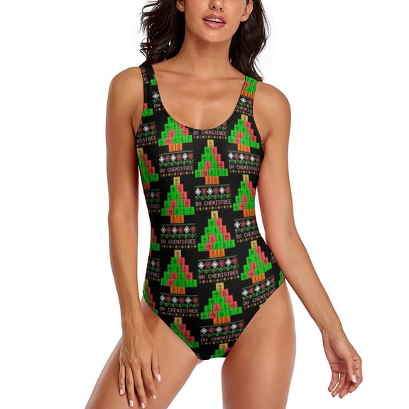 Christmas Tree Swimsuit Holiday Print Push Up Swimwear One-Piece Surfing Bathing Suit Swimsuits Sexy Beach Outfits Plus Size