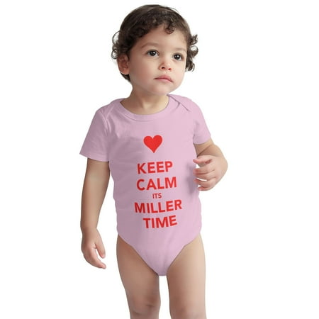 

Keep Baby Onesie Calm and It s Miller Time Toddler Baby Boys Girls Short-Sleeve Bodysuits Cotton Romper Pink 2 Years