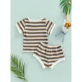 thumbnail image 5 of Bagilaanoe Newborn Baby Boys Girls Clothes Short Sleeve Stripe T-Shirt Tops Elastic Shorts Set Infant Baby Summer Outfits 0-24 Months, 5 of 9