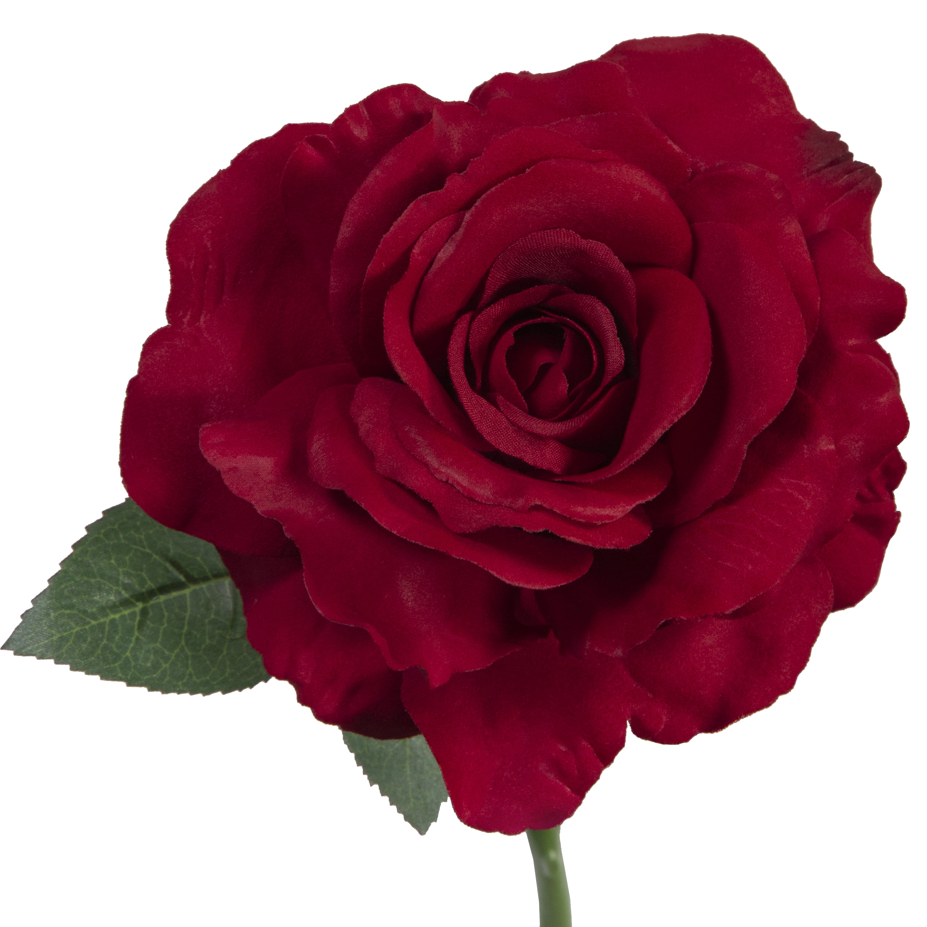 13-inch Artificial Silk Red Single Head Large Rose Short Stem, for Indoor Use, by Mainstays