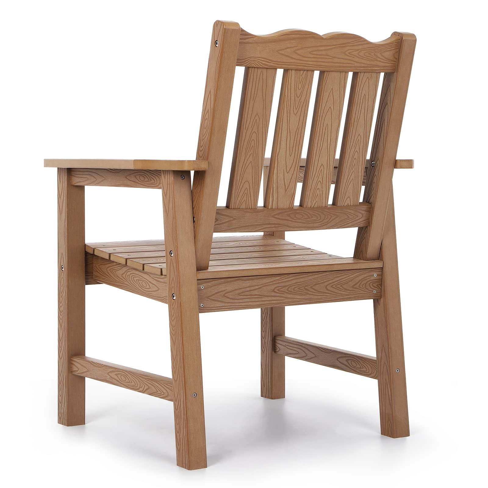 Stoog Patio Chair with Backrest, Oversized All-Weather Outdoor Dining Chair for Garden, Backyard, 400 lbs Weight Capacity, Teak Brown
