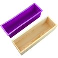 thumbnail image 1 of 1200ml Rectangle Silicone Soap Making Mold Wooden Box Handmade Craft Soap Mould Toast Cake Loaf Mold, 1 of 3
