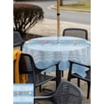 thumbnail image 5 of Outdoor Tablecloths with Umbrella Hole & Zipper, Coastal Blue Striped 54x54 Inch Square Tablecloths, Ocean Sea Summer Starfish Coral Shells Waterproof Table Cloth, Patio/Pool/Picnic Table Covers, 5 of 8