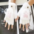 thumbnail image 4 of Lindos guantes con garra de gato, guantes cálidos de invierno para estudiantes, guantes abiertos para escribir con los dedos, guantes cálidos a prueba de frío, 4 of 5