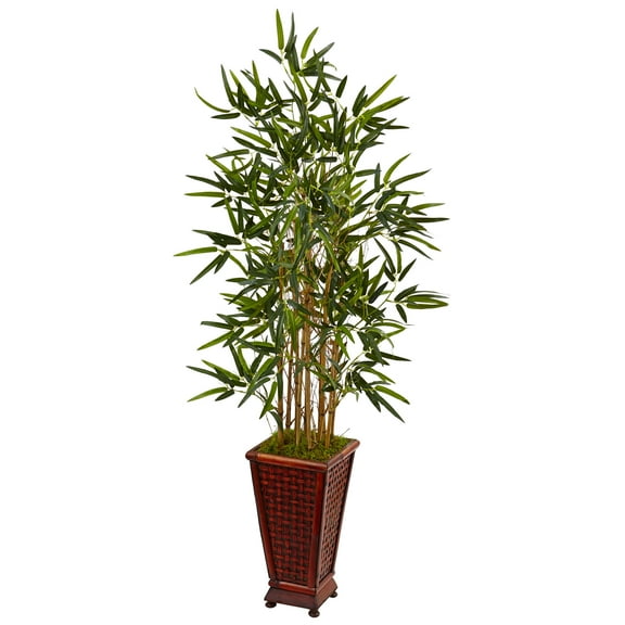 Nearly Natural 4.5ft. Bamboo Artificial Tree in Decorative Planter, Green