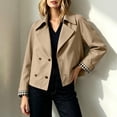 thumbnail image 6 of QQZ Relaxed Cropped Double Breasted Trench Jacket Women, Lightweight Cardigans For Women Trendy, Fall Travel Business Casual Commute Street Daily Outfits, 6 of 9