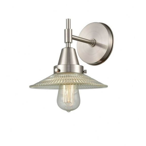 447-1W-SN-G2-Innovations Lighting-Halophane - 1 Light Wall Sconce-7.25 Inches Tall and 9 Inches Wide-Satin Nickel Finish-Clear Halophane Glass Color