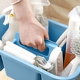 thumbnail image 6 of Multi Compartment Portable Plastic Divided Storage Tote with Handle, Sturdy Multipurpose Organizer Bin for Bathroom Cosmetic Kitchen Household Tool Craft Supplies Organization, Blue, 6 of 7