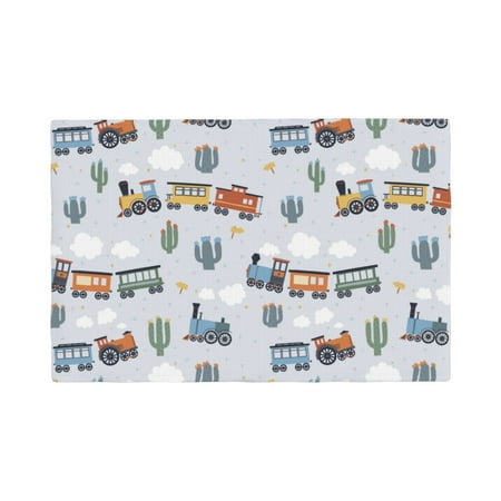 

Placemats Set of 4 Trains And Cactuse Heat Resistant Non - Slip Place mats Waterproof table mat for Kitchen Dining-4片装
