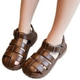thumbnail image 5 of nsendm Female Sandal Big Kid Girls Heels Size 1 Fashion Baotou Children's Roman Sandals Korean Edition Soft Sole with foreign Kids Jelly Sandals Brown 4, 5 of 6