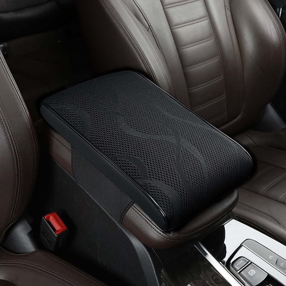 Neoyler Universal Memory Cotton Car Armrest Box Pad Soft Ice Silk Leather Support for Trucks SUVs Minivans Easy Installation Center Console Accessory Relieves Pressure