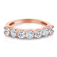 thumbnail image 2 of Gem Stone King 18K Rose Gold Plated Silver Round White Topaz Sky Blue Aquamarine Anniversary Ring for Women (1.37 Cttw, Gemstone Birthstone, Size 6) (Size 6), 2 of 4