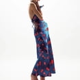 thumbnail image 3 of Vestido Vestido sin espalda para mujer, estampado floral, cuello halter, con cordones, ropa de fiesta sexy a la moda Kuymtek Azul T L para Mujer, 3 of 9