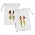 thumbnail image 1 of Hula Girl Fabric Pouch Set of 2, Tropical 2 Dancers in Traditional Floral Costumes Exotic Holiday Setting, Small Drawstring Bag for Toiletries Masks and Favors, 9" x 6", Multicolor, by Ambesonne, 1 of 2