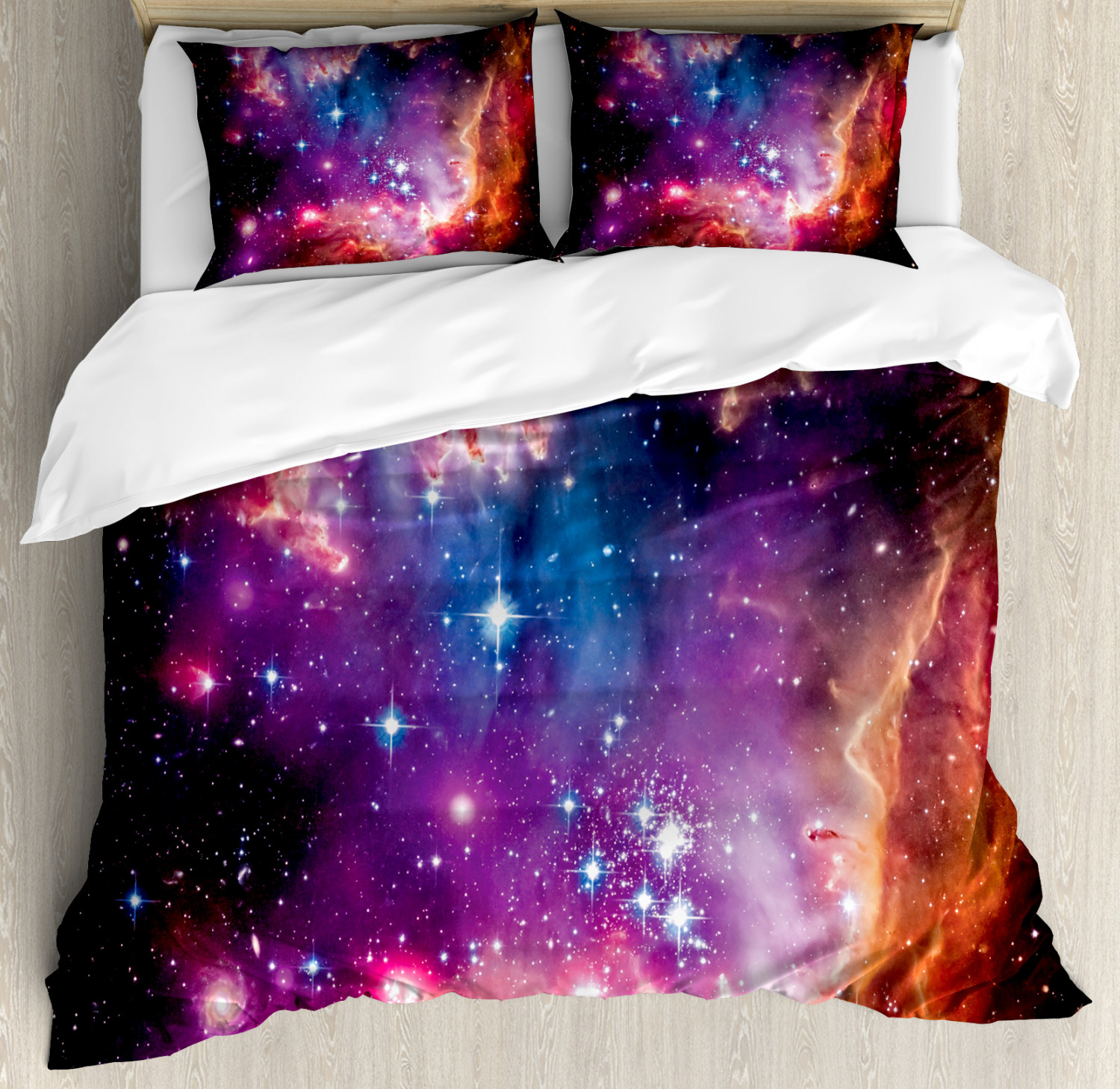 Galaxy Duvet Cover Set, Magellanic Cloud Stars And Colorful Fantastic Cosmic Universe View