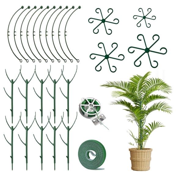 26‑Pack Stackable Plant Support Stakes, 24.8 Inch Monstera Plant Sticks with Tape & Twist Tie, Indoor & Outdoor Garden Trellis Poles for Climbing Vines Pothos