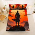 thumbnail image 5 of Homewish Japanese Samurai Landscape Bed Sheets,Sunset Ink Painting Full Size Sheets,Orange Red,4 Pieces,1 Flat Sheet, 1 Fitted Sheet and 2 Pillowcases, 5 of 6