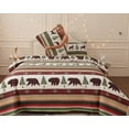 thumbnail image 4 of Beartech Quilt Set Queen Size Moose Bear Red Green Stripe Quilt Lightweight Reversible Microfiber Bedspread Coverlet Bedding Set, 4 of 8