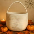 thumbnail image 4 of Personalized Halloween Basket – Cotton Rope Pumpkin Basket, Trick-or-Treating Candy Tote, Boo Bucket, Halloween Gifts Basket for Kids & Adults White, 4 of 6