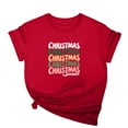 thumbnail image 4 of Busydd Christmas Shirts for Women Trendy Holiday Graphic Round Neck Womens Tops Comfortable Casual Cotton Short Sleeve Womens T Shirts M, 4 of 5