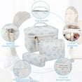 thumbnail image 3 of Soda Candy Makeup Bag Large Quilted Cosmetic Bag Floral Make up Bag for Women Cute Cotton Makeup Bag Set Travel Toiletry Organizer Bag, Blue Rose, 3 of 7