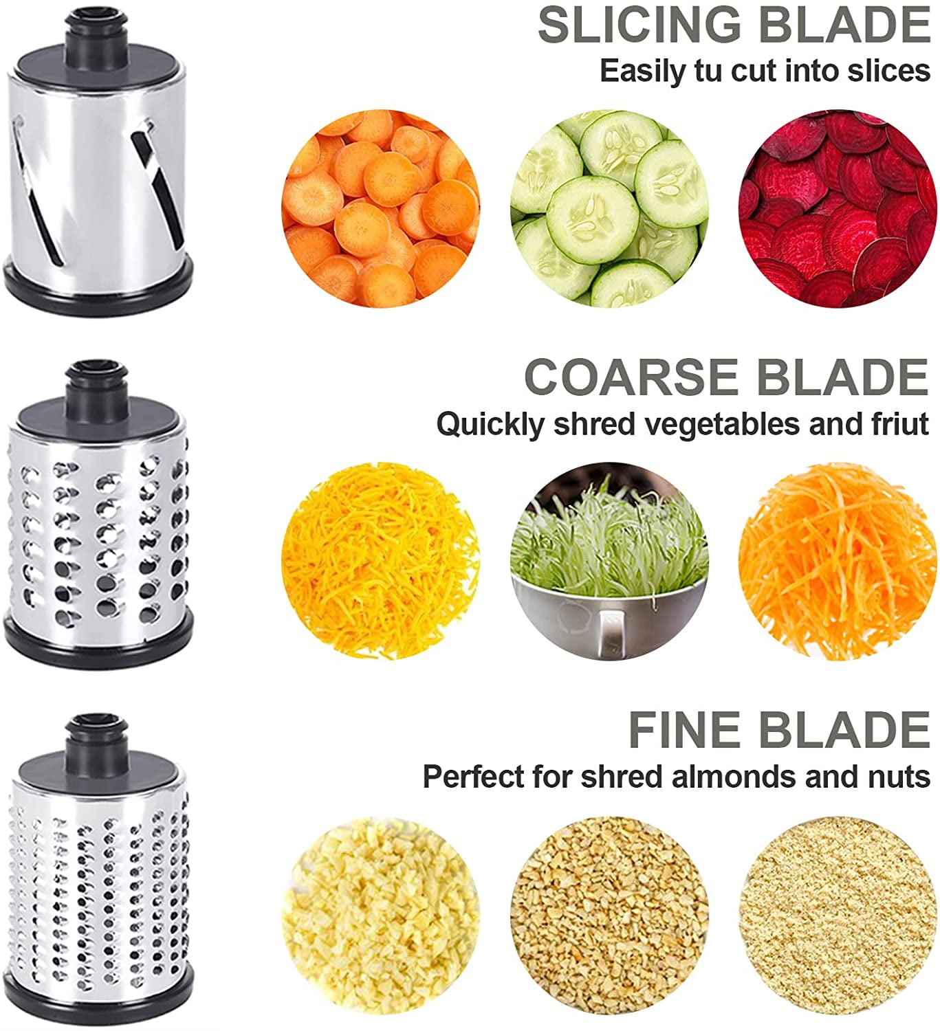 Slicer Shredder Attachments for KitchenAid Stand Mixer Cheese Grater  Attachment for KitchenAid, Slicer Accessories with 3 Blades by InnoMoon
