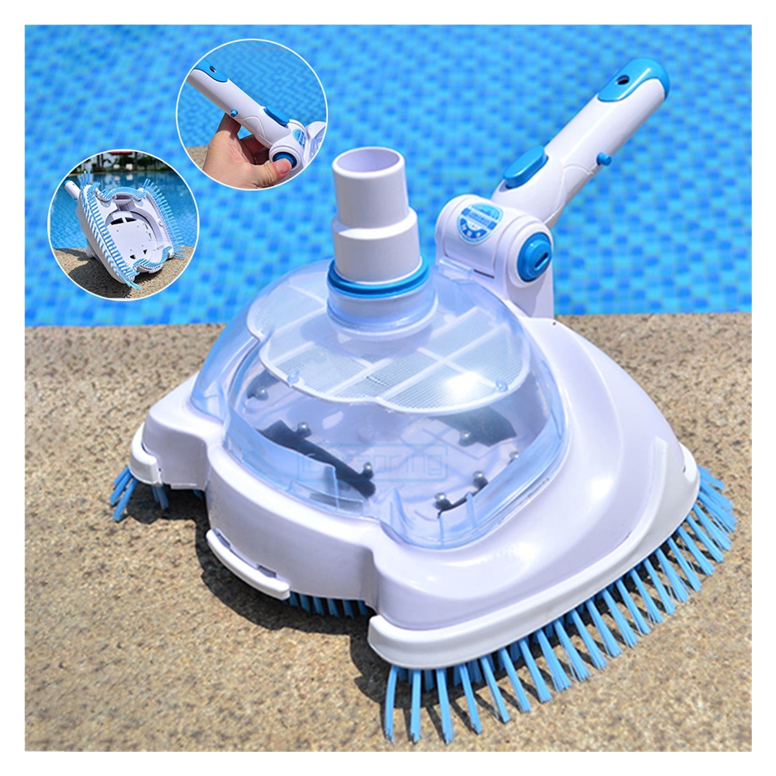 Swimming Pool Vacuum Head Brush Cleaner Transparent Manual Floating Objects Suction Machine Cleaning And Maintenance Tools ,Great Suction Power