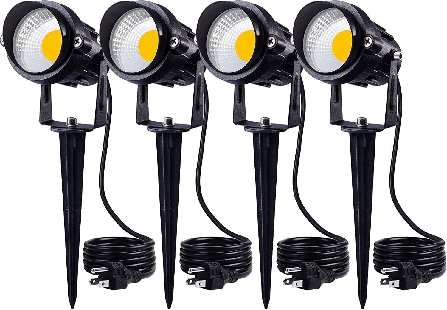 SUNVIE Spotlight Outdoor 12W 120V LED Landscape Lighting with Spiked Stake for Garden, 4 Pack