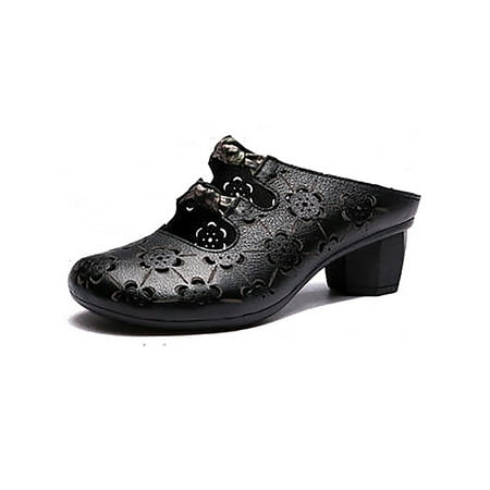 

Woobling Women Mules Beach Clogs Summer Sandals Non-Slip Slippers Party Work Shoes Black 7.5