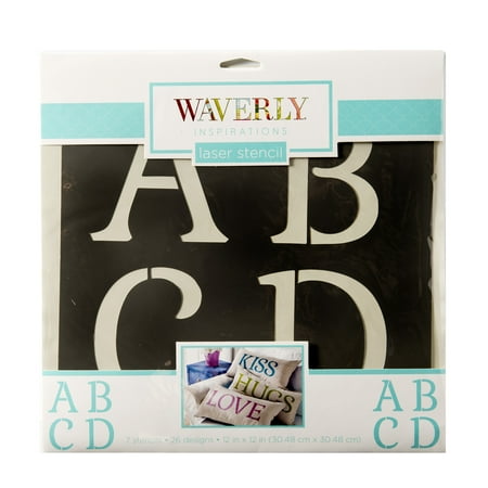Waverly Inspirations Paper Art Stencil, Alpha Serif Pattern, 12 in x 12 in, 7 Piece