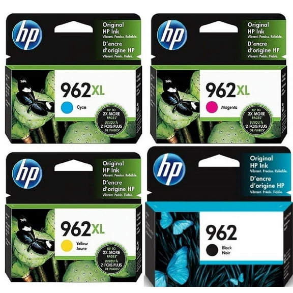 Original 962 Black, 3HZ99AN 962xl  Cyan/Magenta/Yellow 3JB36BN Ink Cartridges, 4/Pk