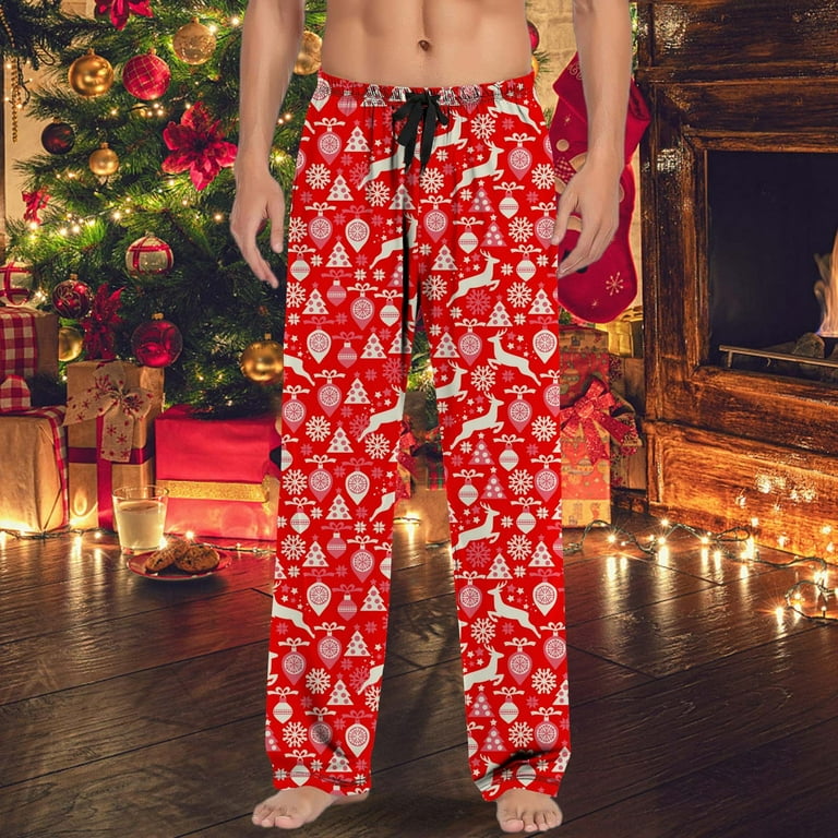 Pants For Men Stretch Christmas Pajama Drawstring And Pockets