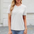 thumbnail image 5 of Dgankt Womens Summer Tops Women's New Short Sleeve Round Neck Solid Color Button Casual Fashion Blouse, 5 of 8