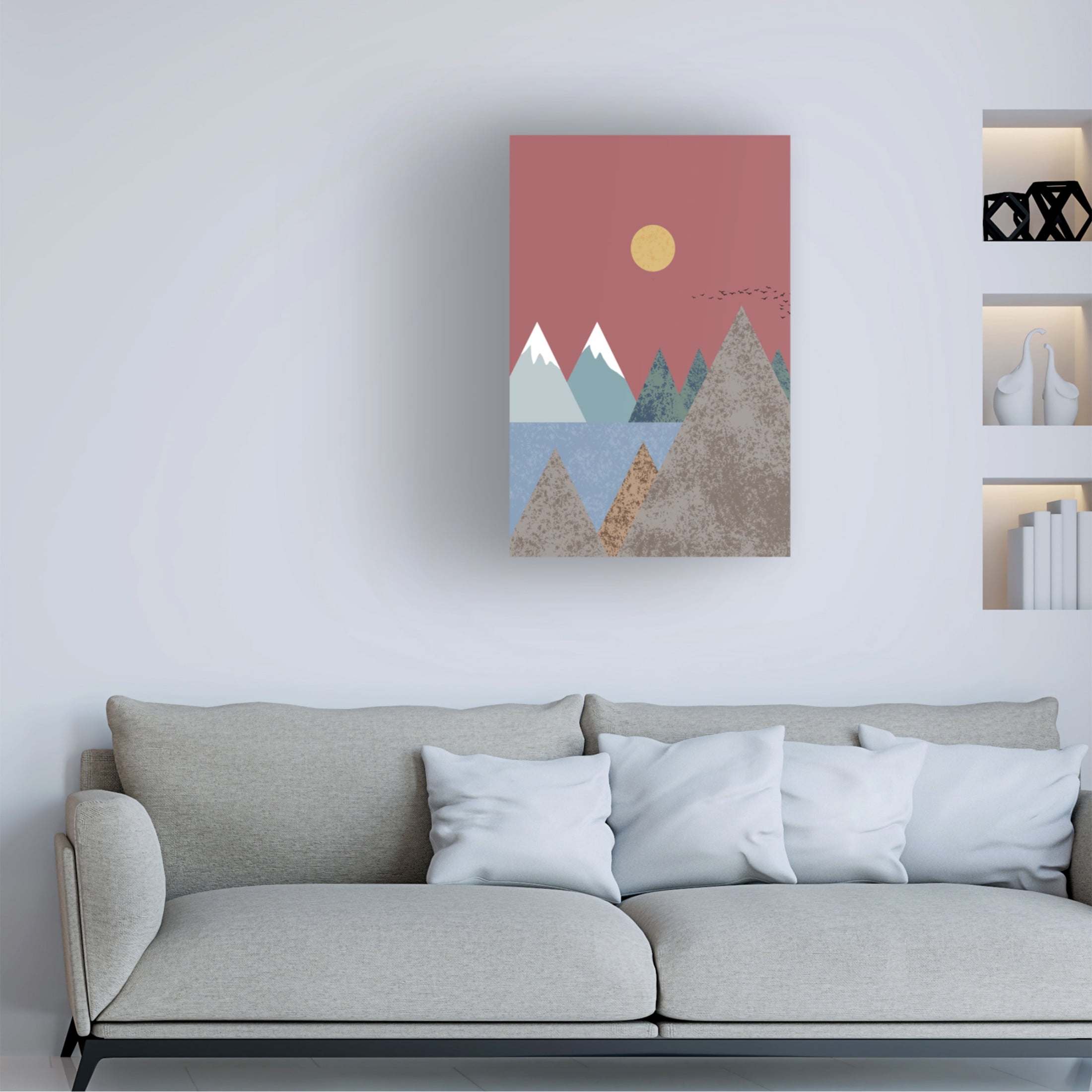 Canvas Wall Art - Pictufy Studio Ii 'Mountain Landscape' Wall Art for Living Room, Bedroom, or Office Décor by Trademark Fine Art - 30 x 47 Inches