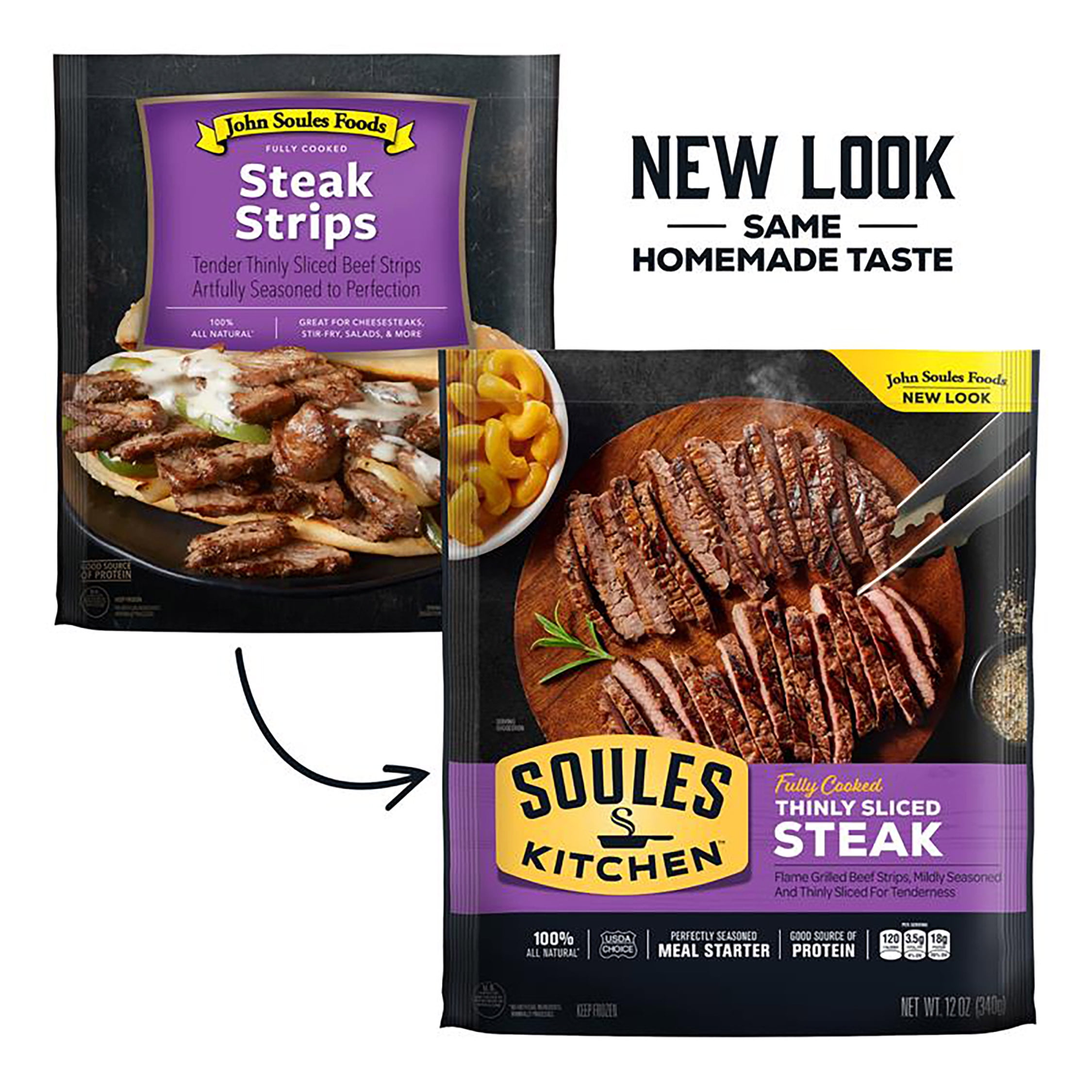 Soules Kitchen, Gluten-Free, No Hormones, Artfully Seasoned, Thinly Sliced Beef Strips, Fully Cookied, 12oz