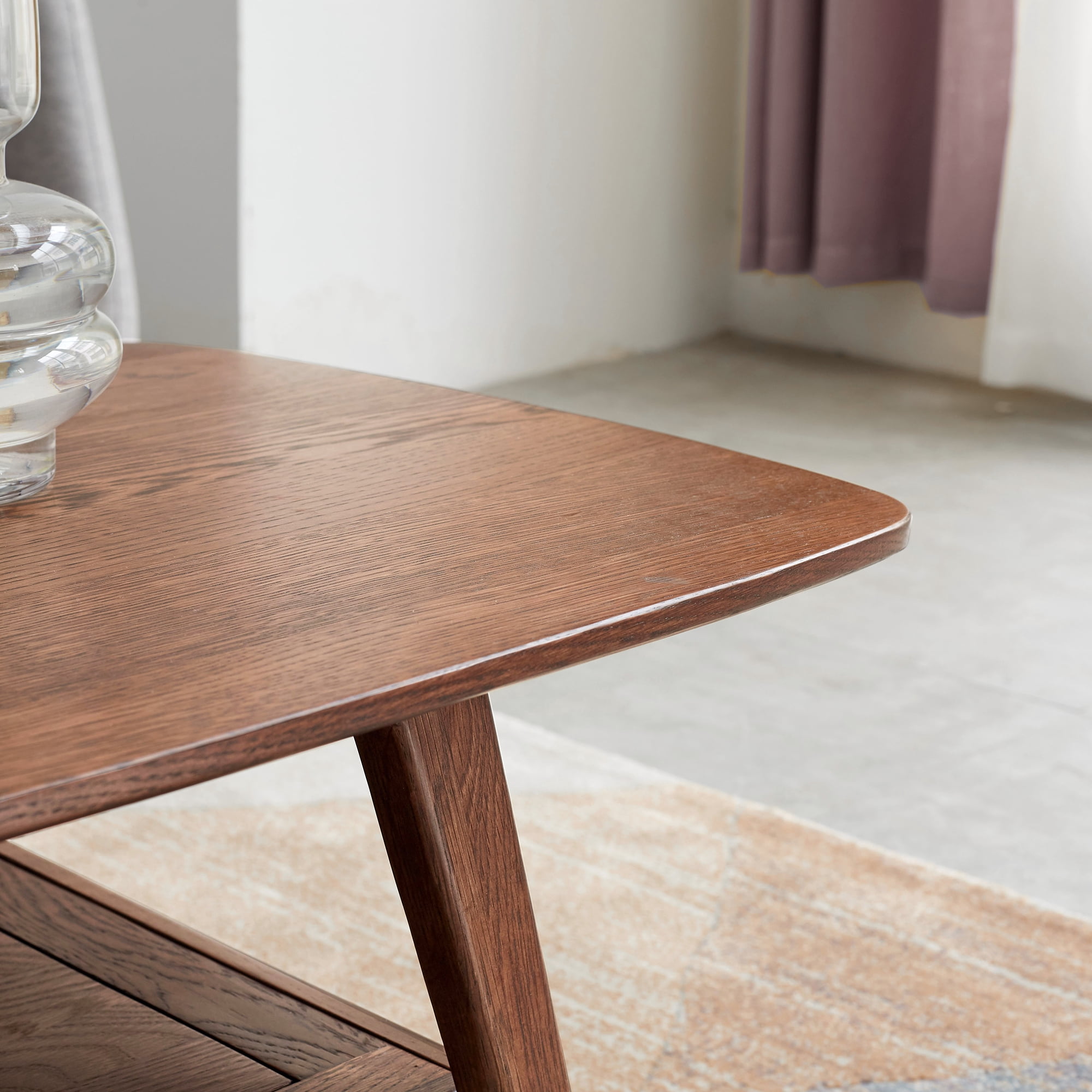 Center Table Low Table, Top Plate Desk Coffee Table Width 100 x Depth 50 x Height 44 Cm Study Desk Work From Home Easy To Assemble Walnut Color Wood With Storage Shelf