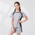 thumbnail image 4 of Amidoa Girls 2 Piece Outfits Summer Clothes T Shirt Short Sleeve and Casual Short Kids Clothing Sets Gray Size 10, 4 of 8