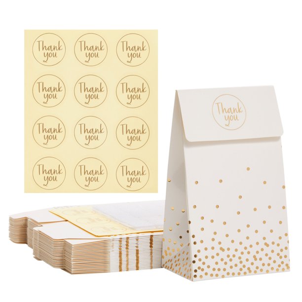 Gold Foil Confetti Favor Bags with Thank You Stickers for Birthday