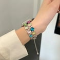 thumbnail image 3 of Pearl Beaded Bracelet Compatible with Apple Watch Bands 42mm 44mm 45mm 49mm,Bling Diamond Band Shiny Dressy Metal Strap for iWatch Series 9 8 7 6 5 4 3 2 SE Ultra Women,C, 3 of 7